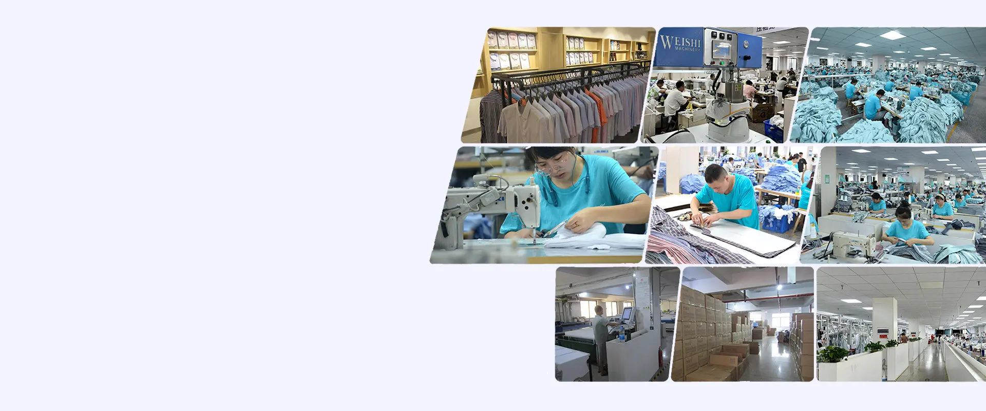 custom shirt factory workshop with shirt production line