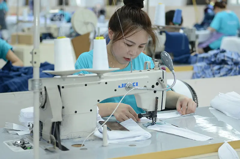 custom shirt sewing line inside factory