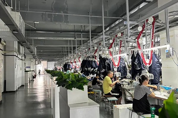 Automated shirt sewing line inside Shirtswise factory