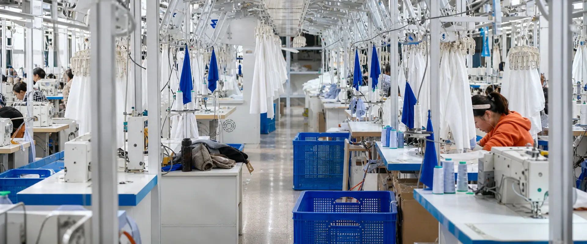 Shirtswise shirt factory production area with sewing lines and equipment