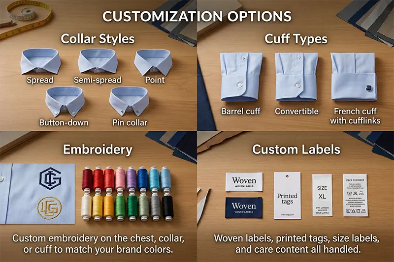 Custom business shirt collar