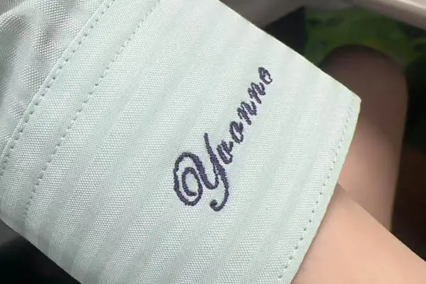 Embroidered logo on custom business shirt for company branding