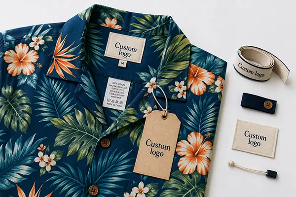 Private label trims for Hawaiian shirts