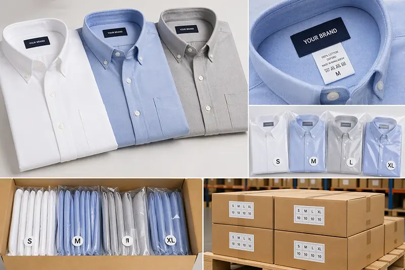 Private label packing options for custom Oxford shirts
