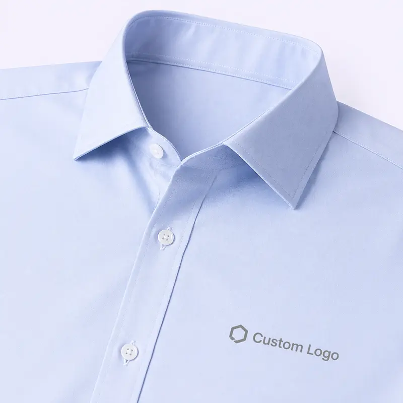 corporate shirt collar and branding detail