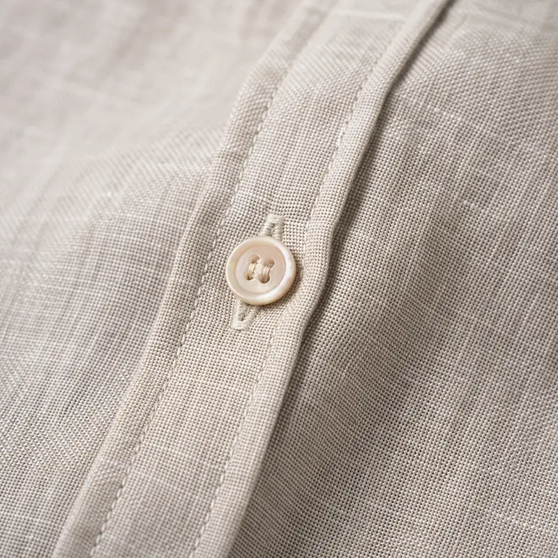 linen shirt fabric and button detail