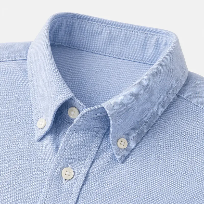 Oxford shirt fabric texture and collar detail