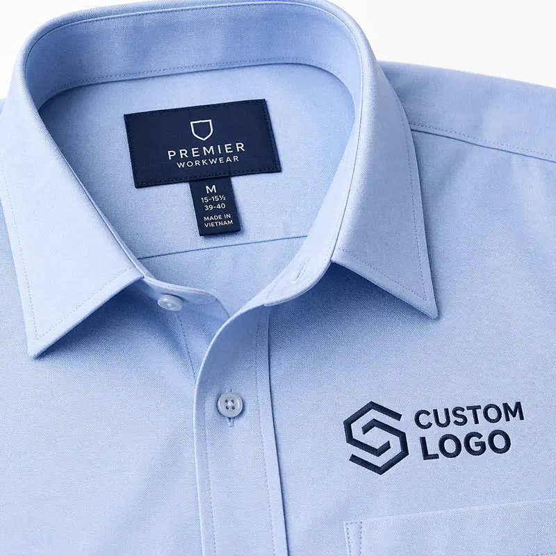 uniform shirt logo and label detail