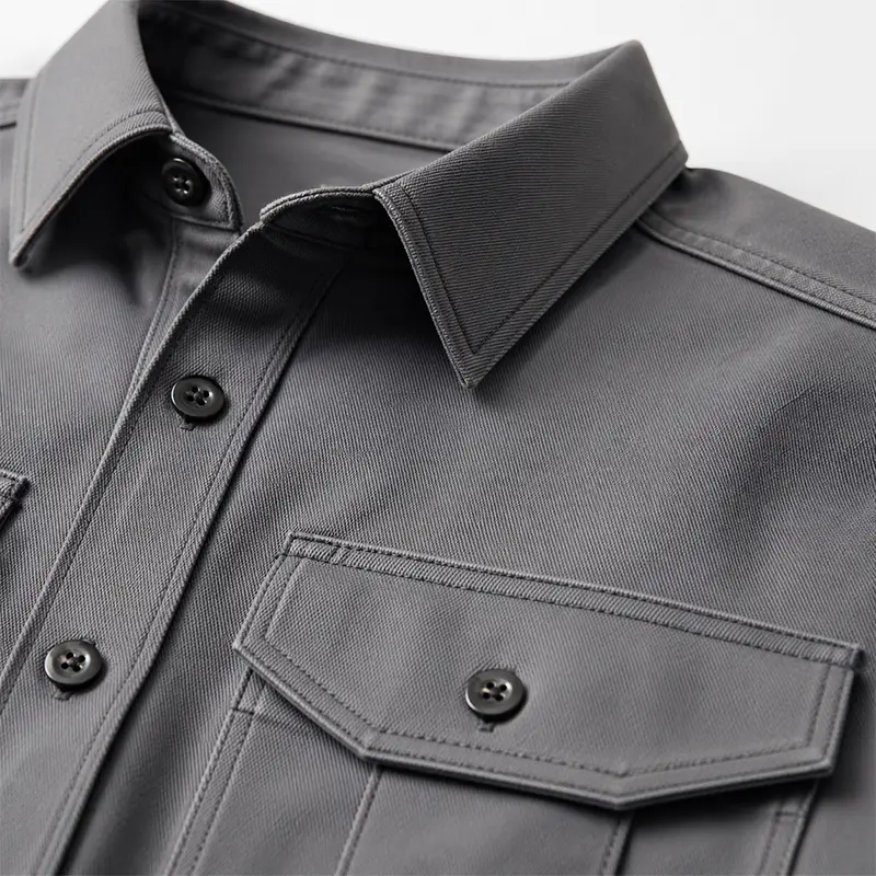 work shirt stitching and button detail