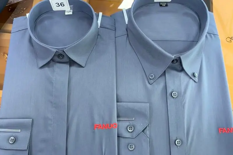 Embroidered logo on custom work shirts