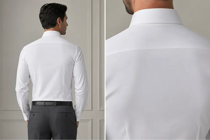 No back pleats for custom slim fit shirts