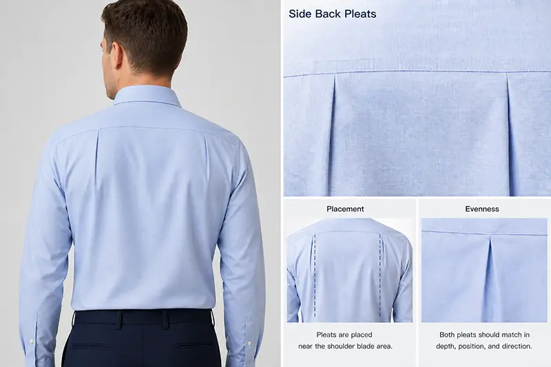 Side back pleats for custom shirts