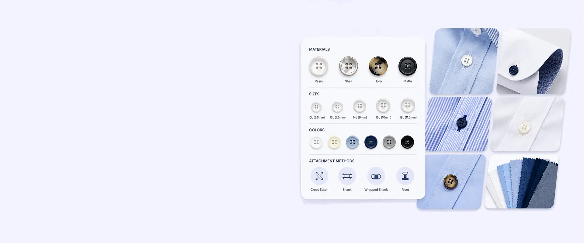Custom shirt button options for business shirts and uniform programs