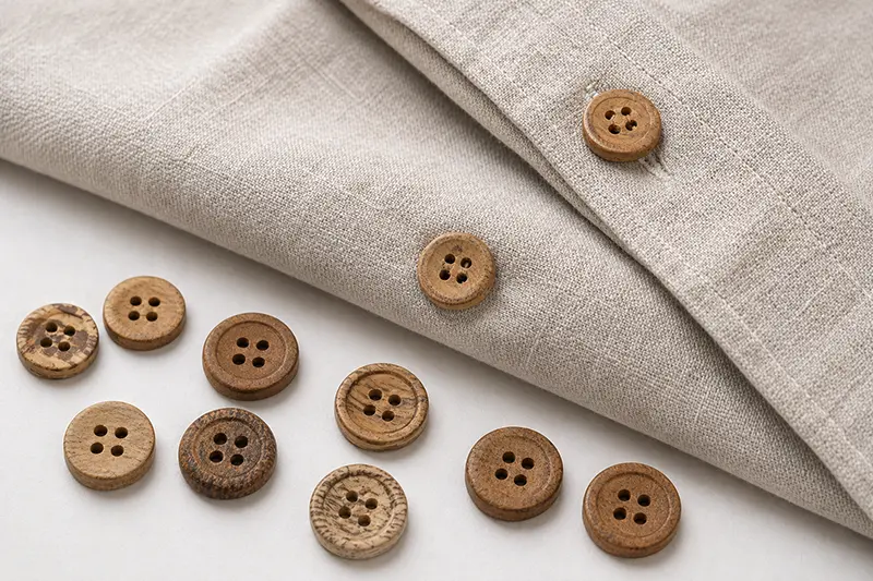 Wooden buttons for custom shirts