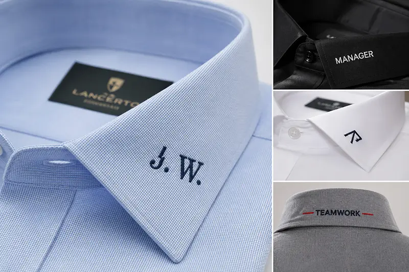 Collar embroidery for custom shirts