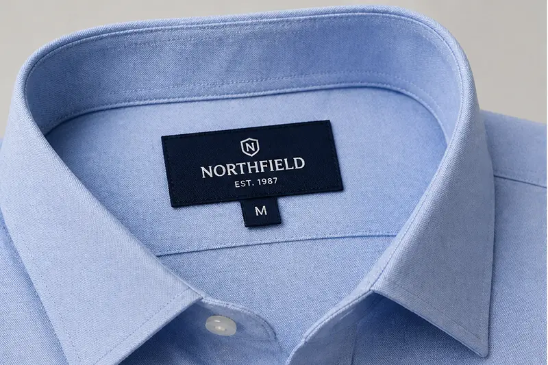 Collar label placement and style for custom shirts