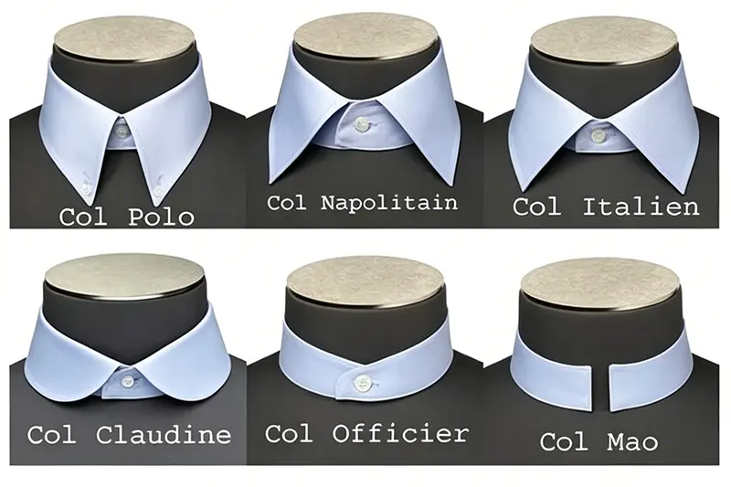 Custom shirt collar samples for B2B shirt production