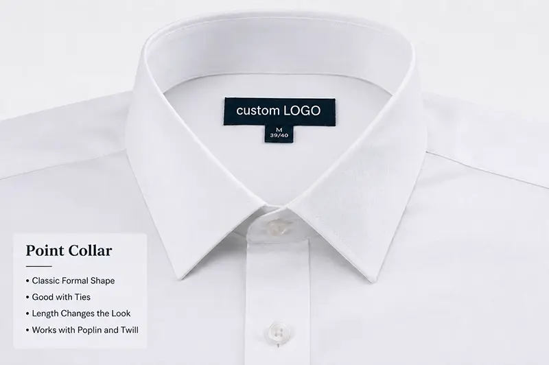 Point collar for custom shirts