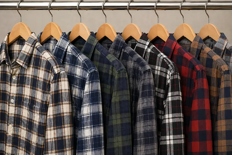 Yarn-dyed check fabrics for custom shirts