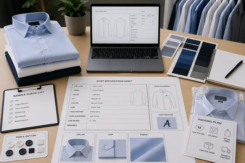 Planning custom shirt details before sample development
