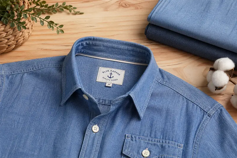 Chambray fabric for lightweight custom casual shirts