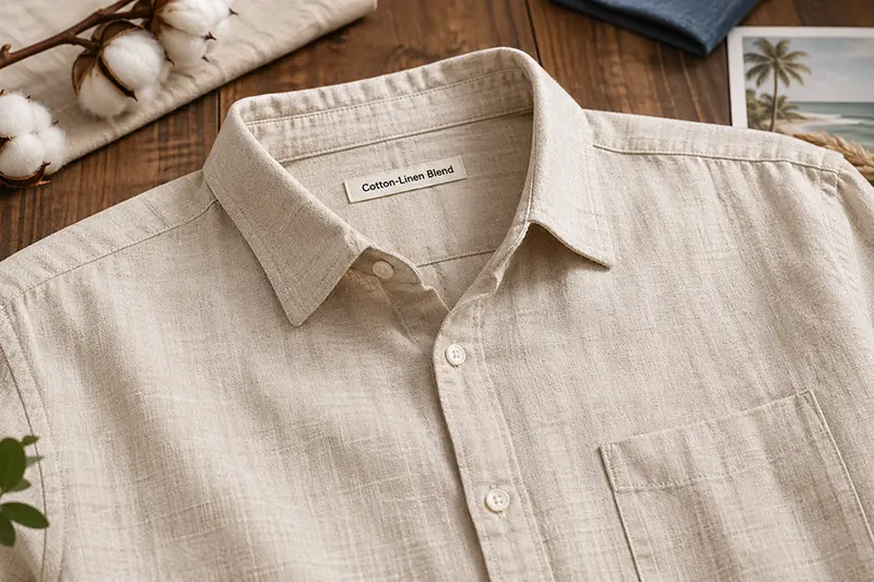 Cotton linen blend fabric for custom casual shirts