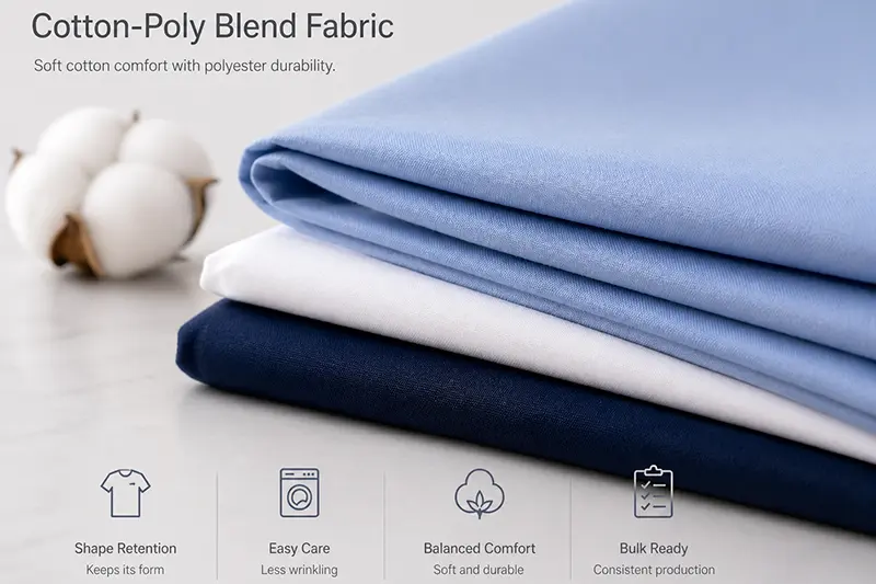 Cotton poly blend fabric for custom uniform shirts