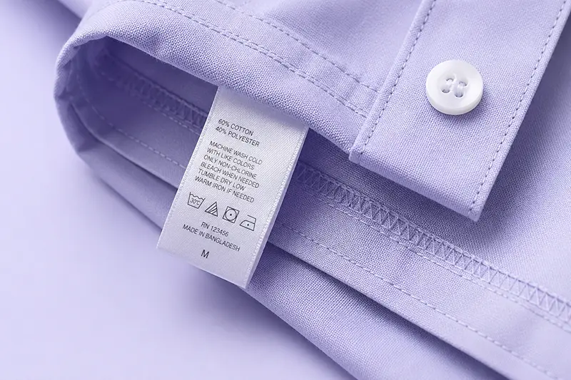 Care label for custom shirts