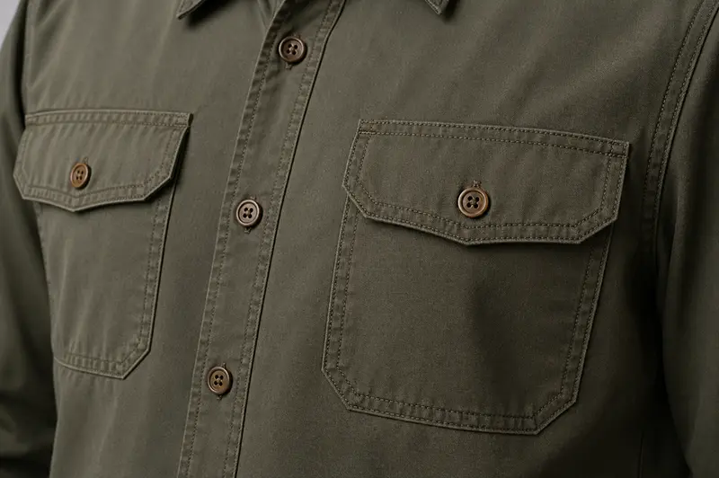 Buttoned pocket option for custom shirts