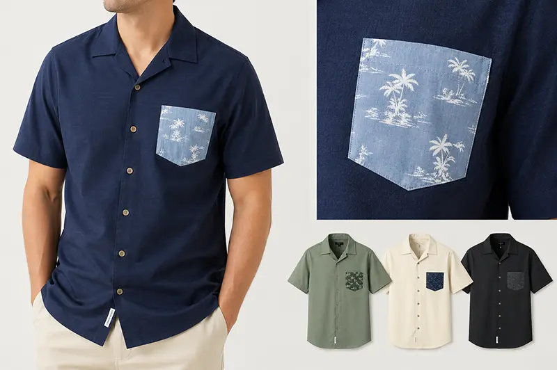 Contrast pocket option for custom shirts