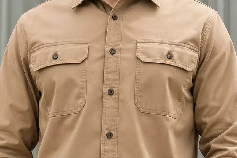Double chest pockets for custom work shirts