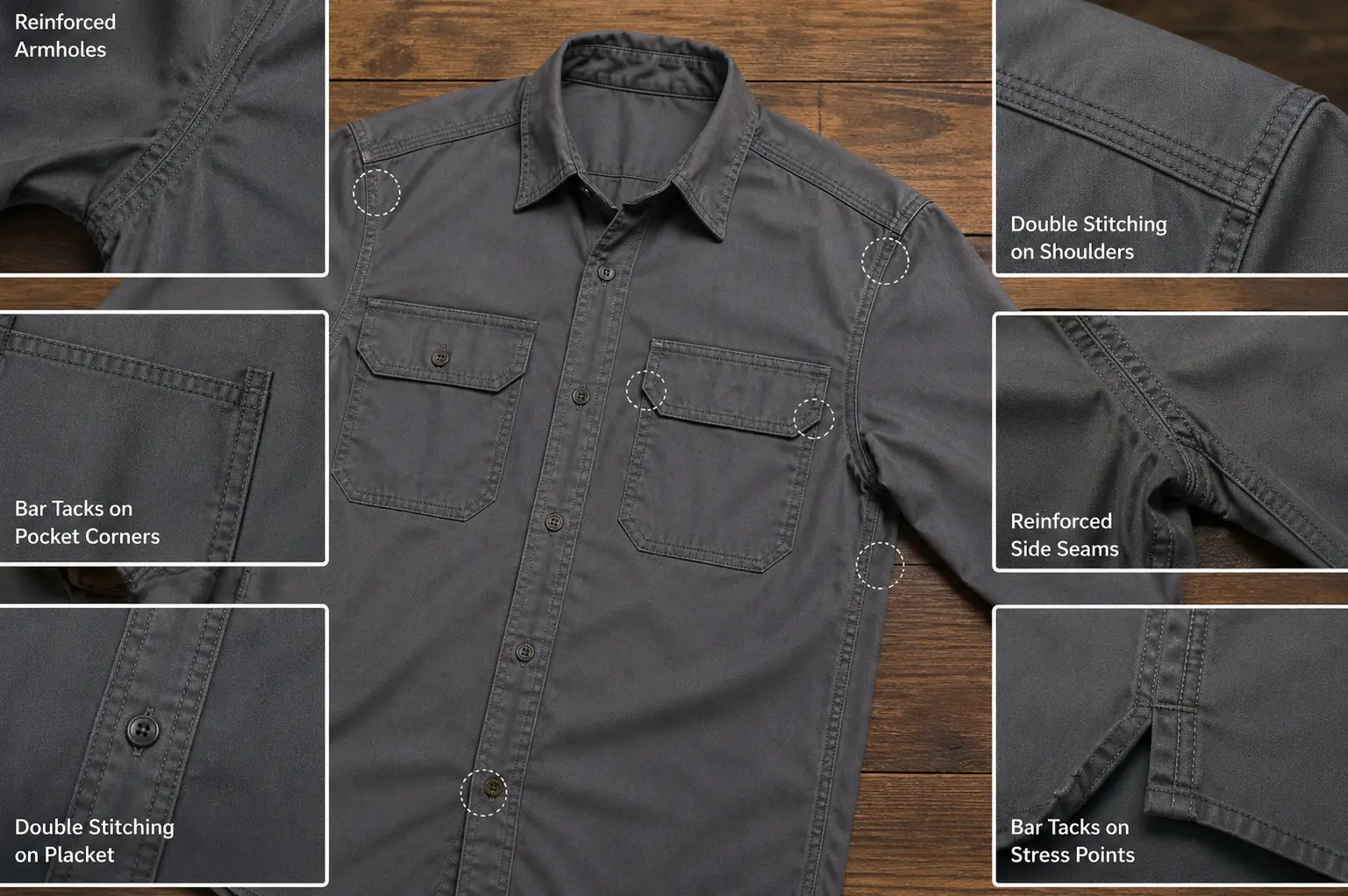 Reinforcement for high stress areas on custom shirts