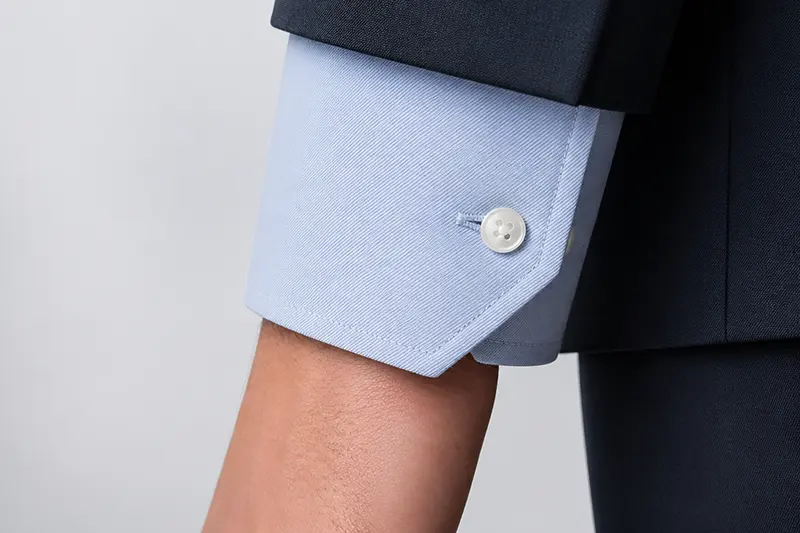 Angled cuff for custom shirts