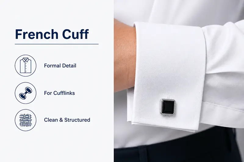 French cuff for custom shirts