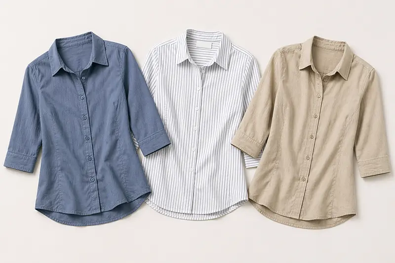 Three-quarter sleeve custom shirts for casual and hospitality uniforms