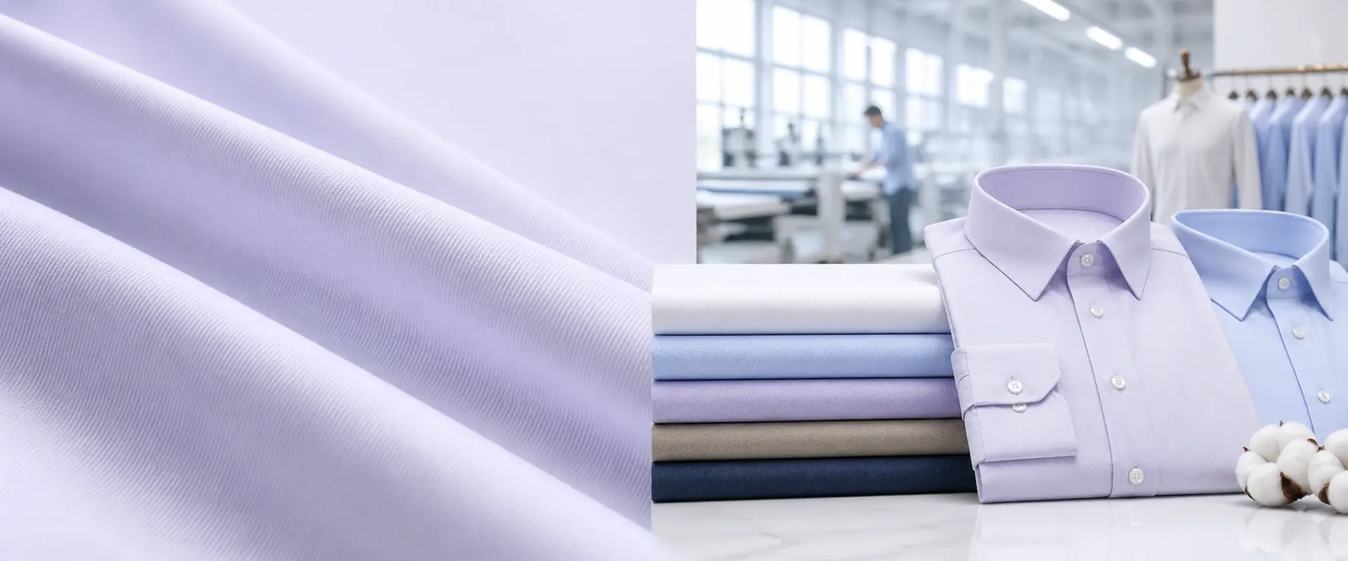 Cotton twill fabric for custom business shirts and uniform programs